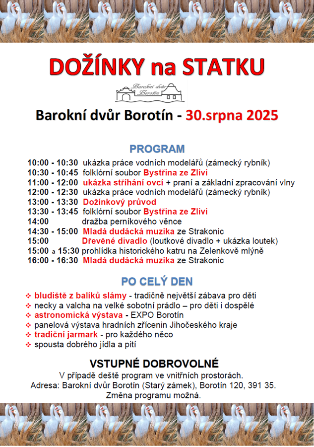 DOŽÍNKY na STATKU v BOROTÍNĚ 