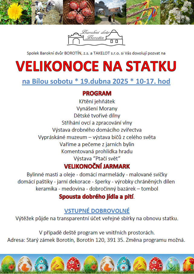 "Zelené" VELIKONOCE na Barokním dvoře Borotín 